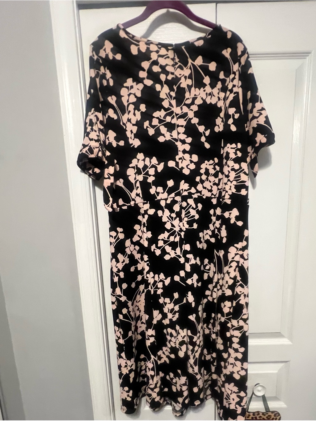 Talbots Black Dress With Light Pink Floral Print